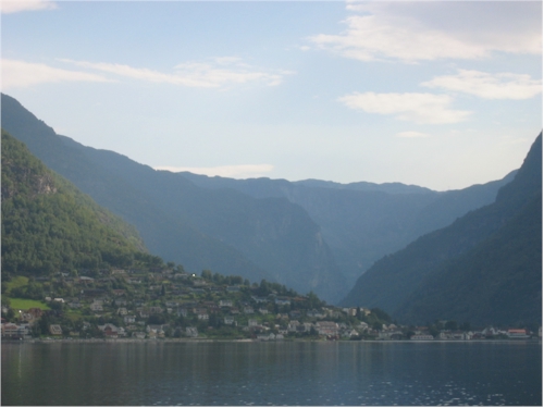 sunny fjord town